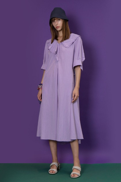 빅칼라 백플랩 드레스 - Purple